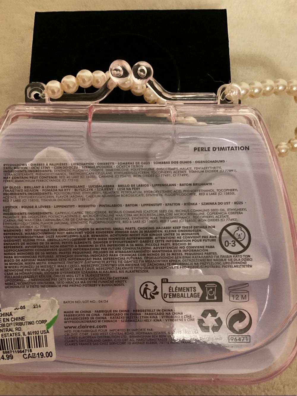 Claire's Pink Pearl-Handled Mini Makeup Kit
